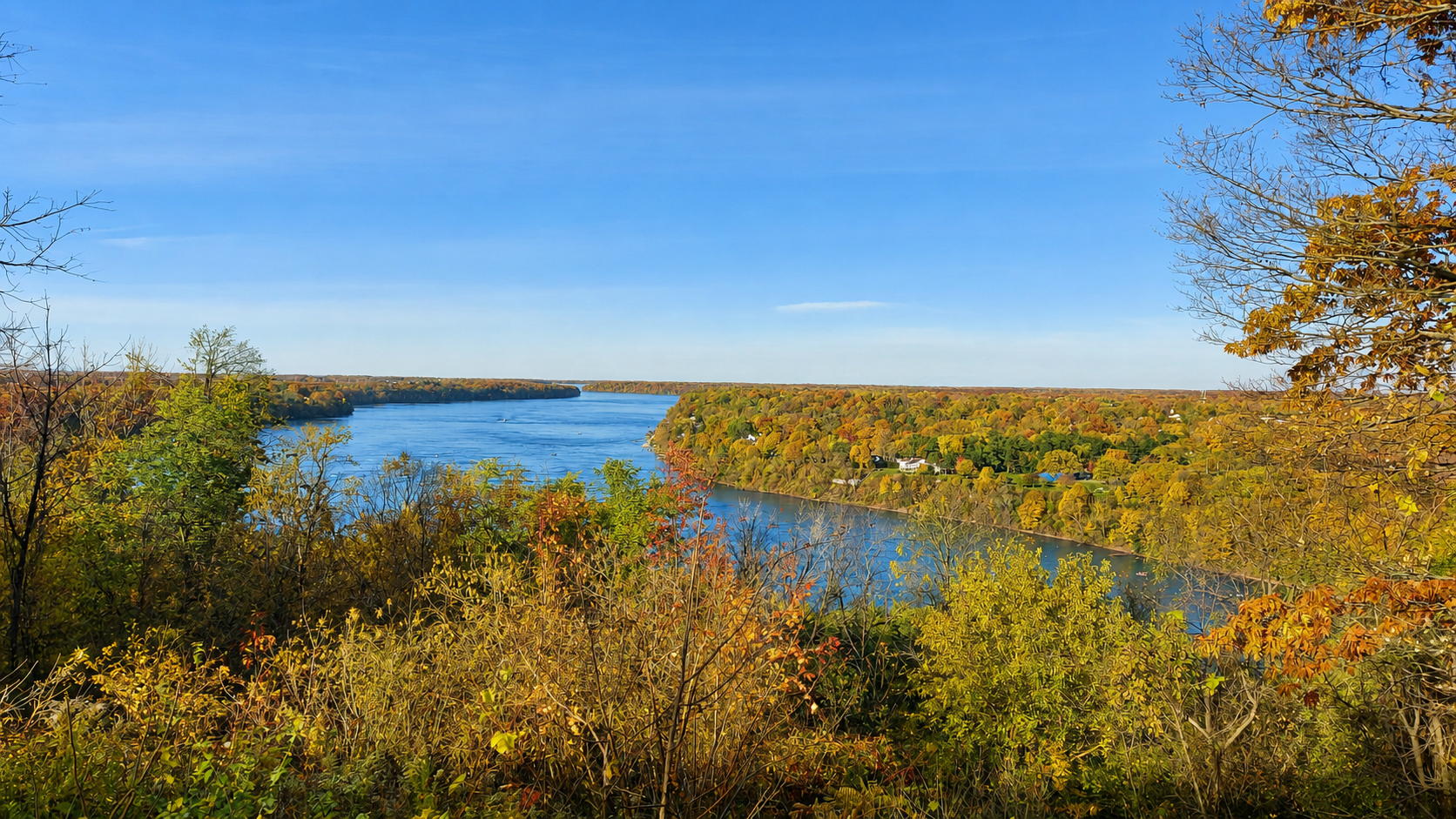 Autumn view of the Niagara River from Queenston Heights, Niagara-on-the-Lake.